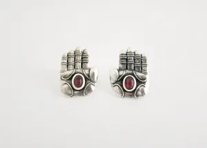 'Divine blessing' ear studs with garnet