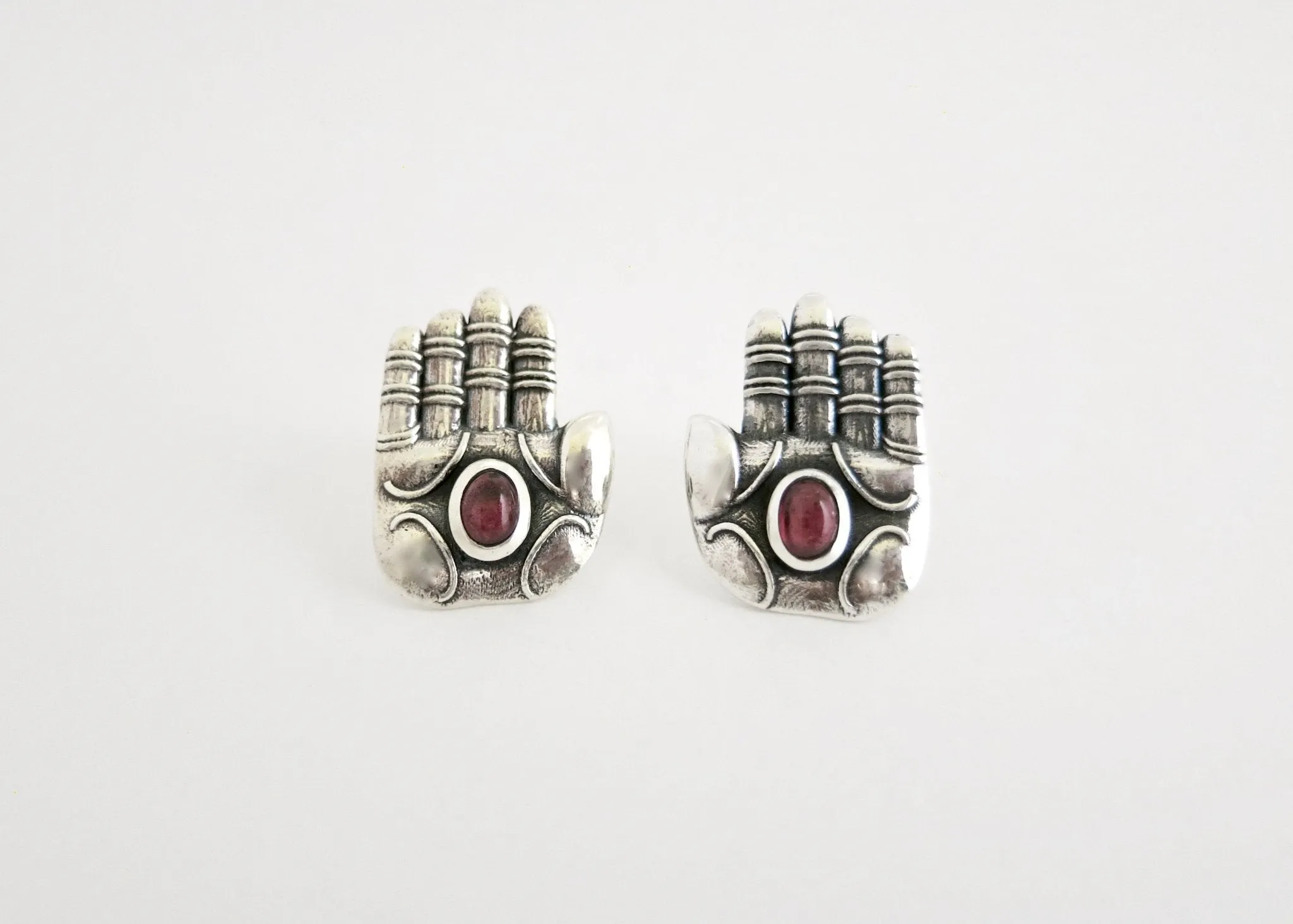 'Divine blessing' ear studs with garnet