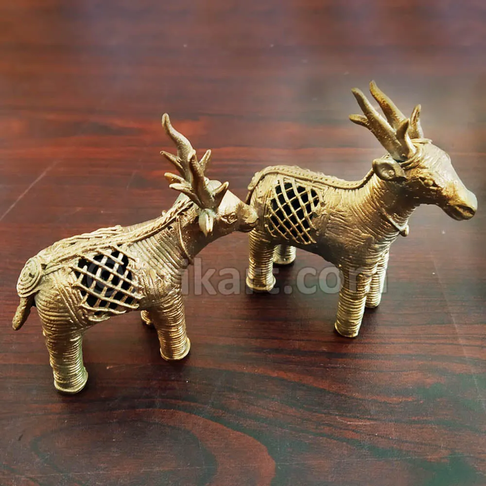 Dokra Brass Double Deer speciality Showpiece