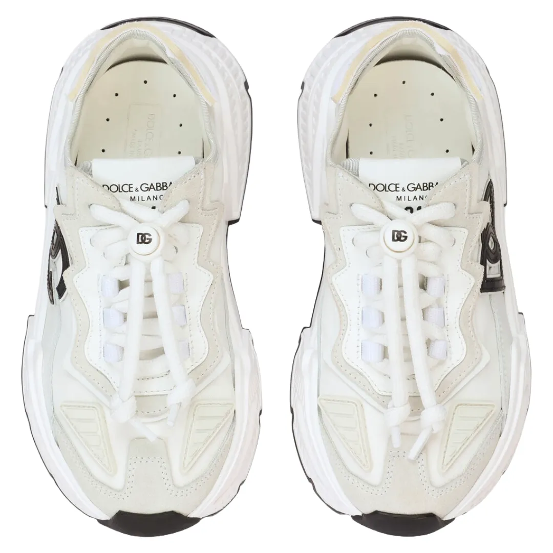 DOLCE & GABBANA KIDS DAYMASTER SNEAKER WHITE WITH BLACK LOGO