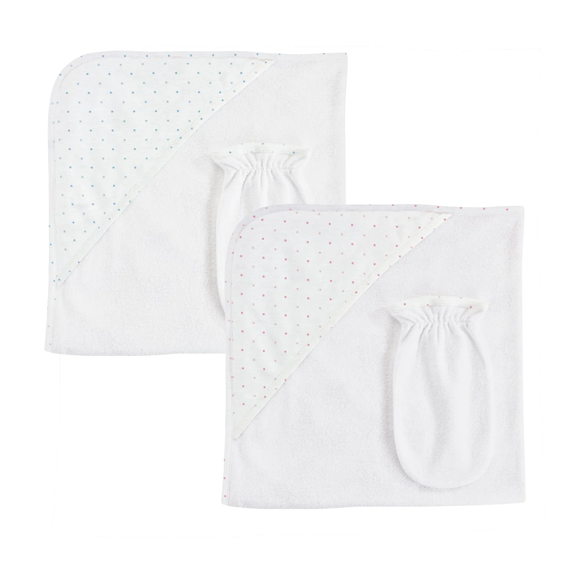 Dots Hooded Towel with Mitt