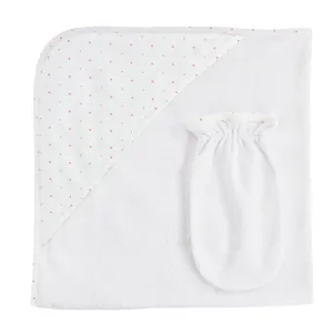 Dots Hooded Towel with Mitt