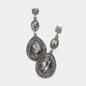 Double Teardrop Black Diamond Crystal Earrings | 584650