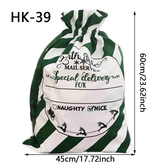Drawstring Santa Sacks: Large Christmas Gift Bags for Candy & Cookie Storage - Trendy Xmas Tree Ornament and Festive Decor