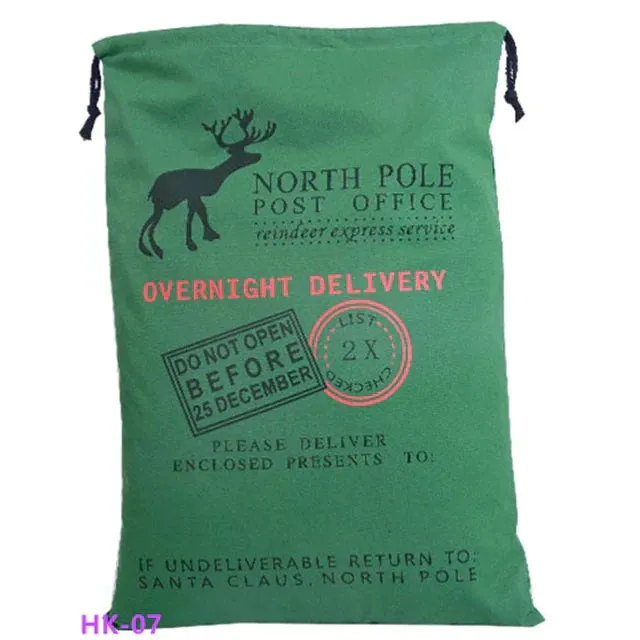 Drawstring Santa Sacks: Large Christmas Gift Bags for Candy & Cookie Storage - Trendy Xmas Tree Ornament and Festive Decor