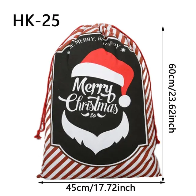 Drawstring Santa Sacks: Large Christmas Gift Bags for Candy & Cookie Storage - Trendy Xmas Tree Ornament and Festive Decor