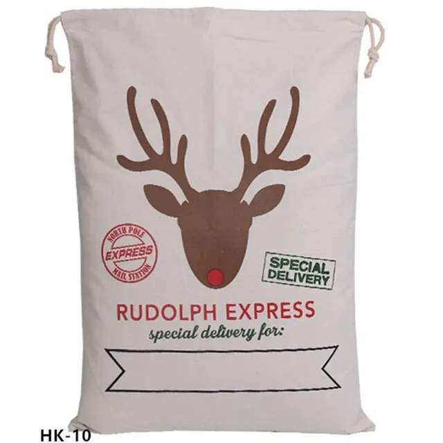Drawstring Santa Sacks: Large Christmas Gift Bags for Candy & Cookie Storage - Trendy Xmas Tree Ornament and Festive Decor