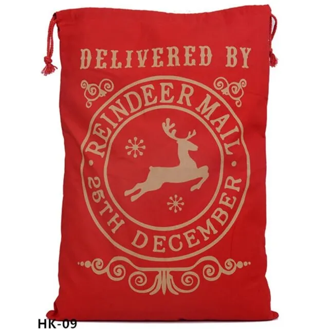 Drawstring Santa Sacks: Large Christmas Gift Bags for Candy & Cookie Storage - Trendy Xmas Tree Ornament and Festive Decor