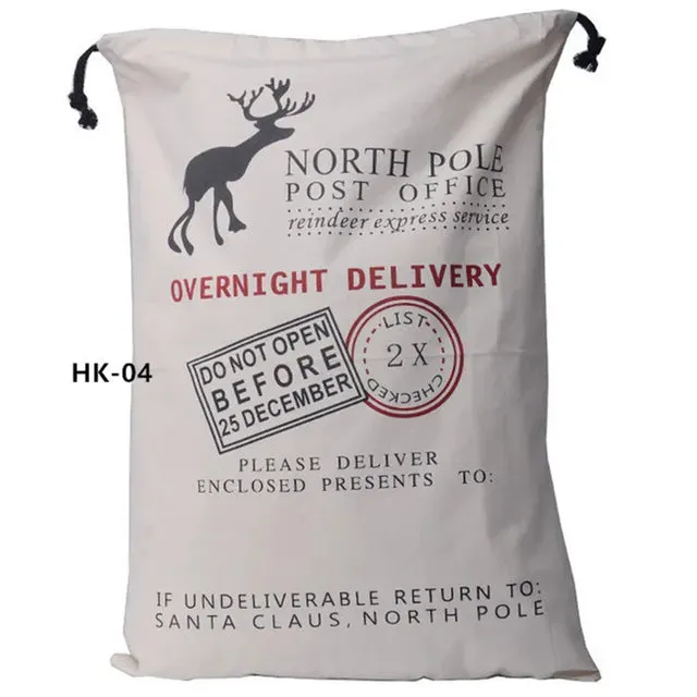 Drawstring Santa Sacks: Large Christmas Gift Bags for Candy & Cookie Storage - Trendy Xmas Tree Ornament and Festive Decor