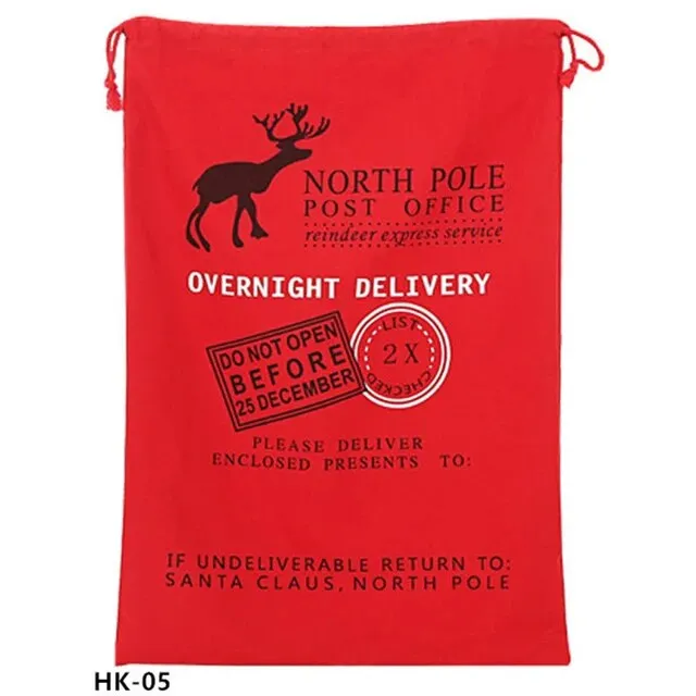 Drawstring Santa Sacks: Large Christmas Gift Bags for Candy & Cookie Storage - Trendy Xmas Tree Ornament and Festive Decor