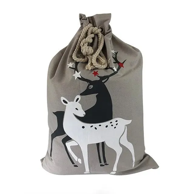Drawstring Santa Sacks: Large Christmas Gift Bags for Candy & Cookie Storage - Trendy Xmas Tree Ornament and Festive Decor