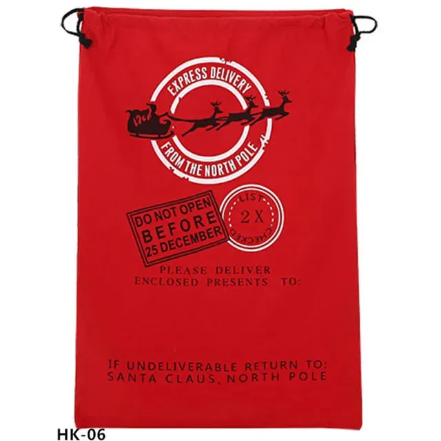 Drawstring Santa Sacks: Large Christmas Gift Bags for Candy & Cookie Storage - Trendy Xmas Tree Ornament and Festive Decor