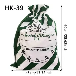 Drawstring Santa Sacks: Large Christmas Gift Bags for Candy & Cookie Storage - Trendy Xmas Tree Ornament and Festive Decor