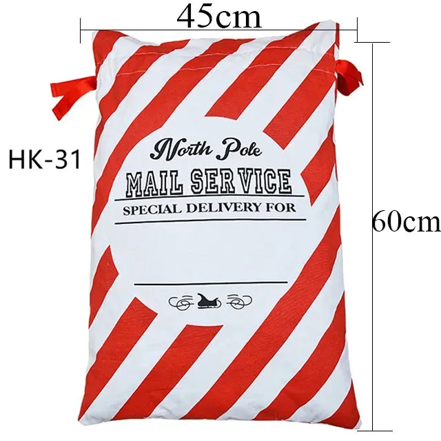 Drawstring Santa Sacks: Large Christmas Gift Bags for Candy & Cookie Storage - Trendy Xmas Tree Ornament and Festive Decor