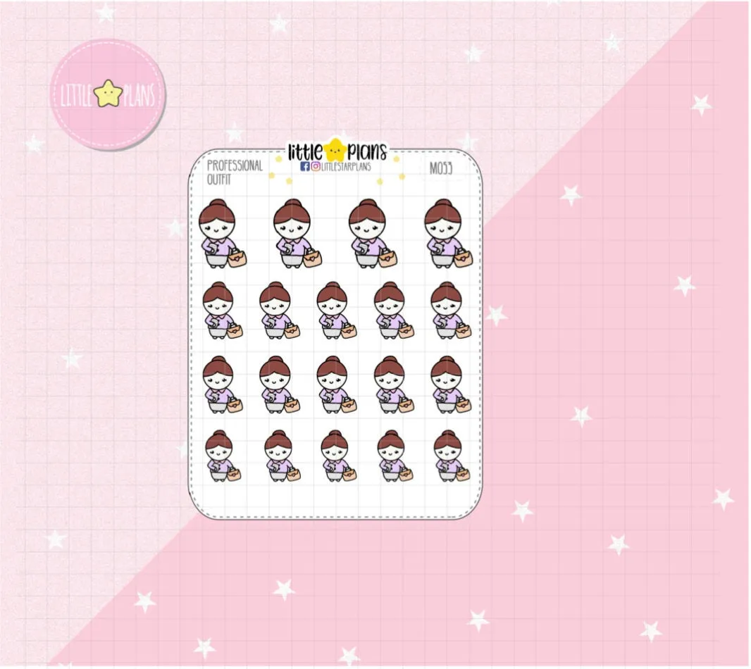 Dressed Up Professional Outfit | Hand Drawn Work Planner Stickers | Fits in Erin Condren LifePlannerTM | Mimi