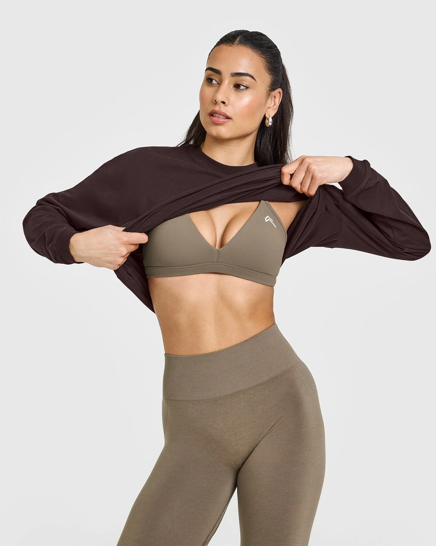 EasyLift™ Ultra Minimal V Neck Bralette | Moss Brown