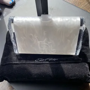 Edie Parker White Pearlized and Acrylic 'ICE' Rectangle Clutch