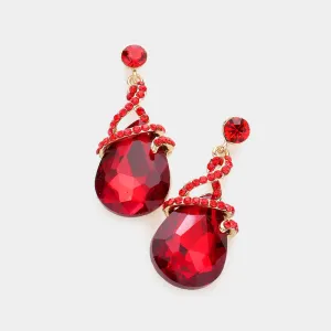 Elegant Red Teardrop Interview Earrings  | Pageant Earrings | 586761
