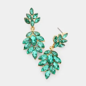 Emerald Crystal Marquise Stone Drop Dangle Earrings | Prom Earrings | 464618