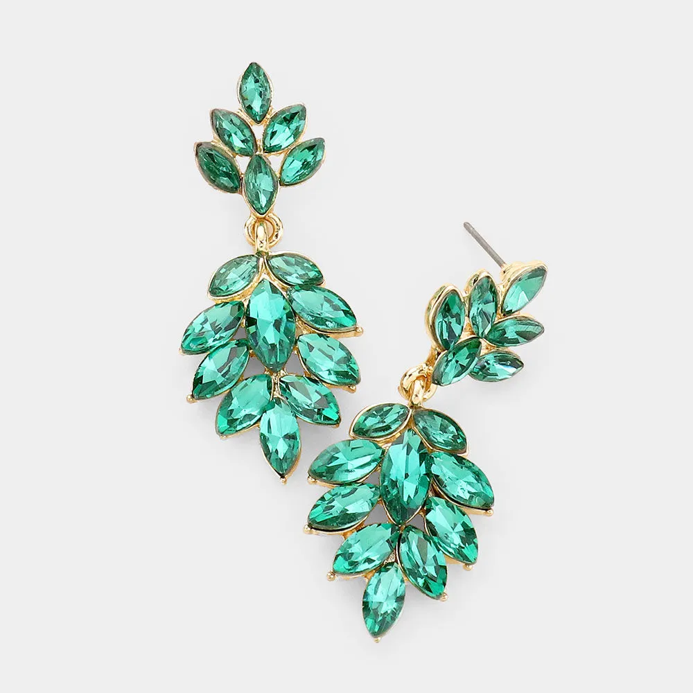 Emerald Crystal Marquise Stone Drop Dangle Earrings | Prom Earrings | 464618