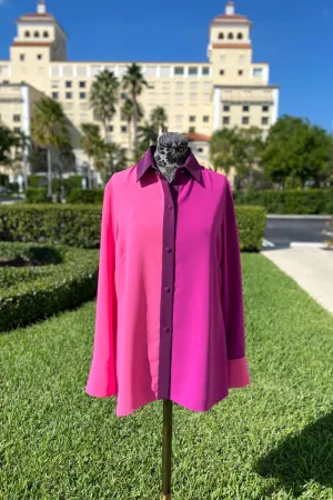 Emmelle Luxurious Crepe Tri-color Top - Geranium/Berry/Grape