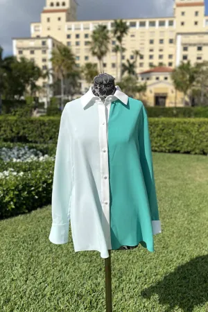 Emmelle Luxurious Crepe Tunic in Pearl and Eucalyptus