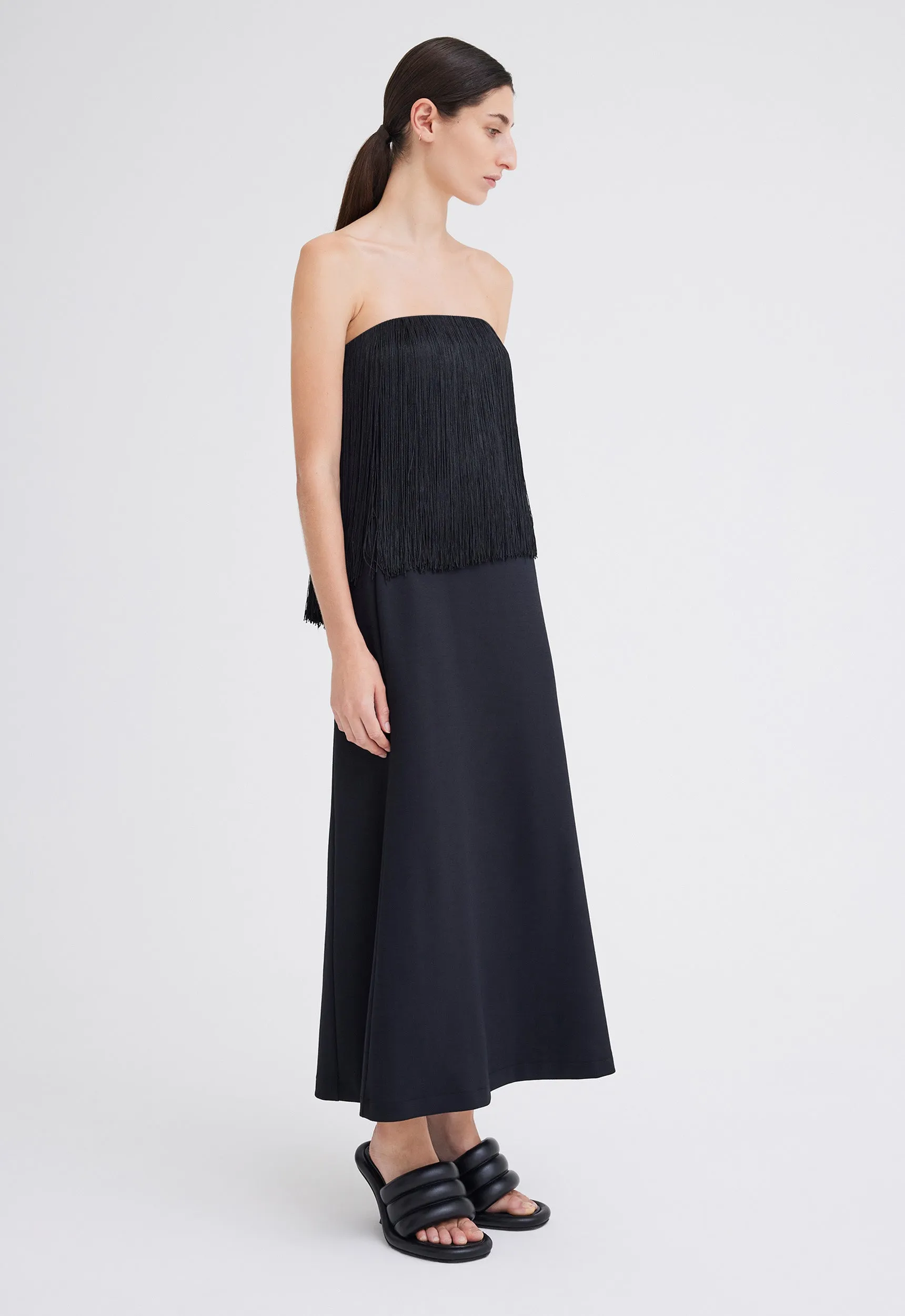 Encore Strapless Fringe Top - Black