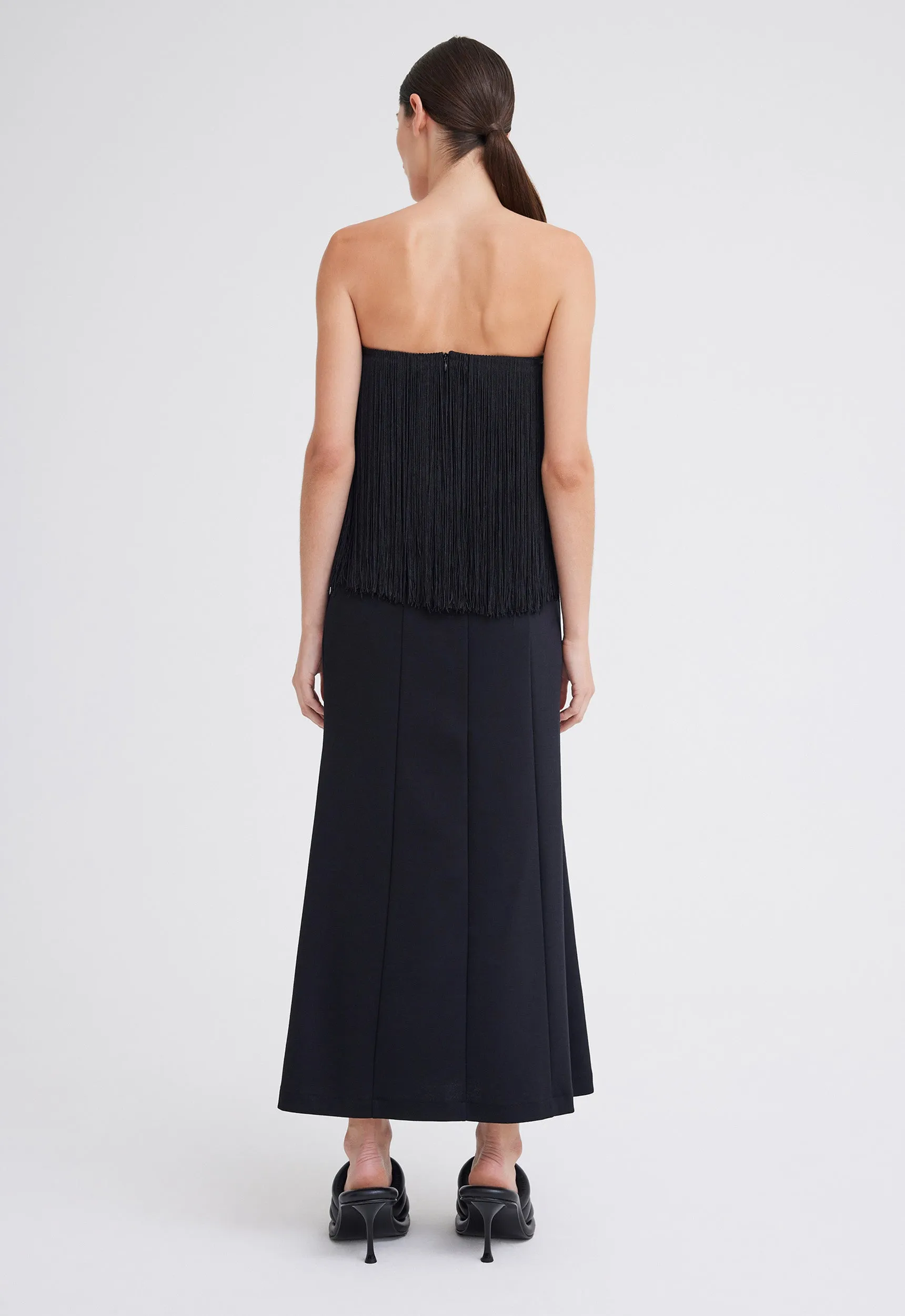 Encore Strapless Fringe Top - Black