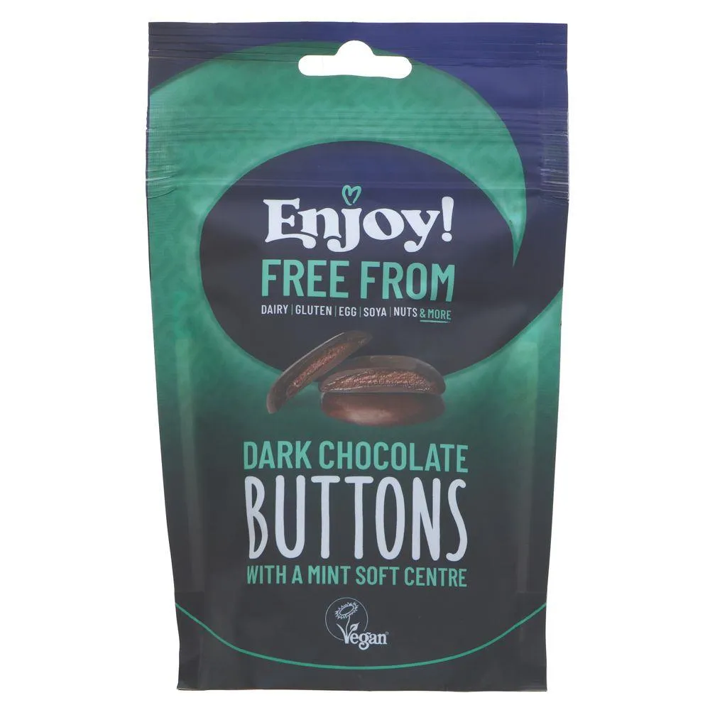Enjoy Raw Chocolate | Mint Caramel Filled Chocolate Buttons | 96G