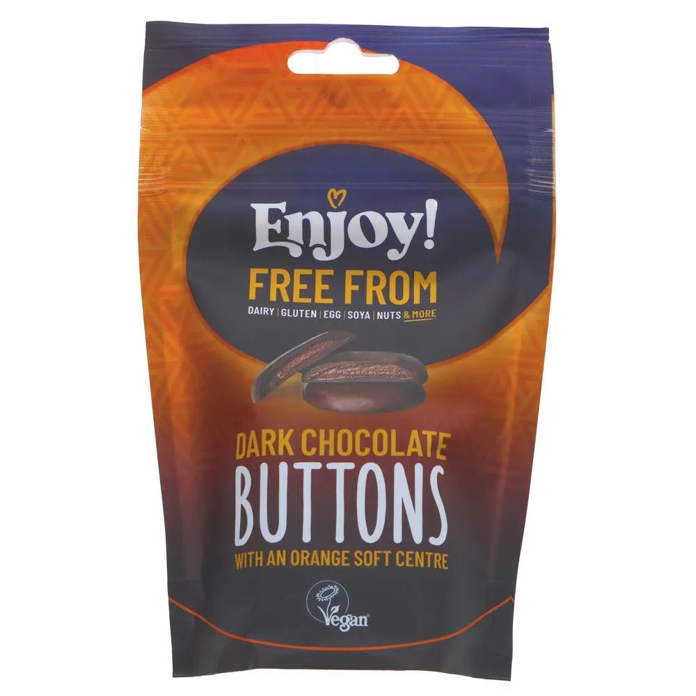 Enjoy Raw Chocolate | Orange Soft Centre Buttons | 100G