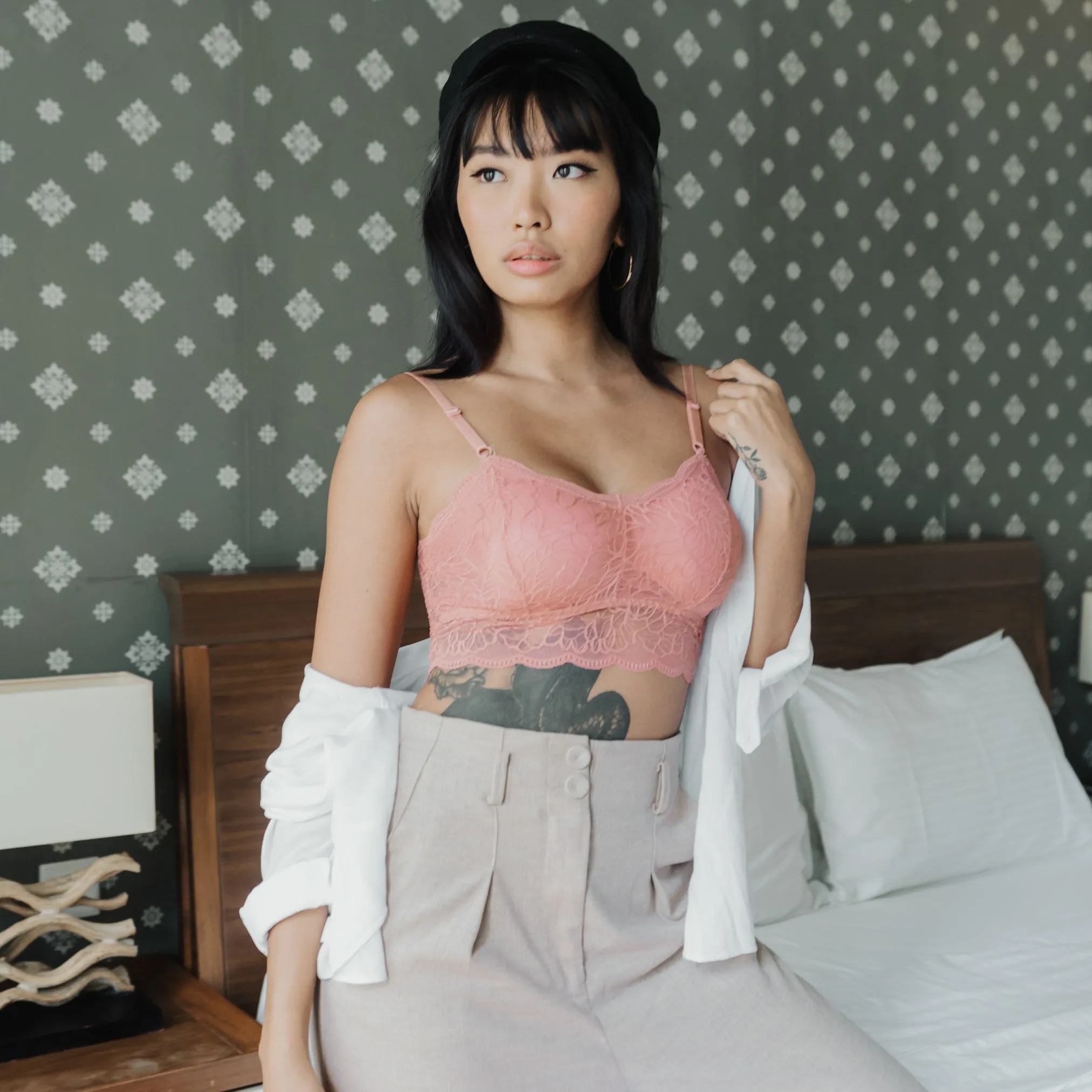 Essential Chic Sexy-Back Midi Bralette in Peach