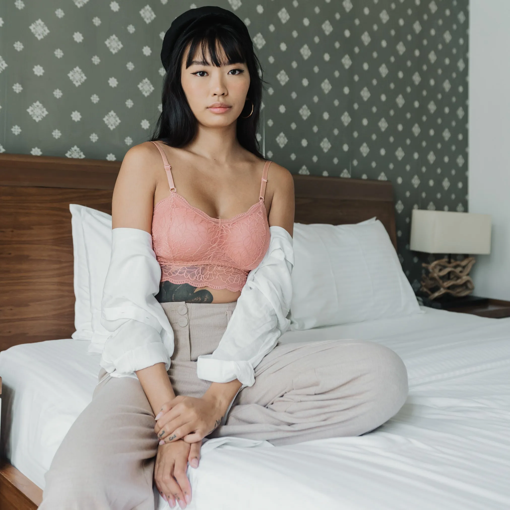 Essential Chic Sexy-Back Midi Bralette in Peach