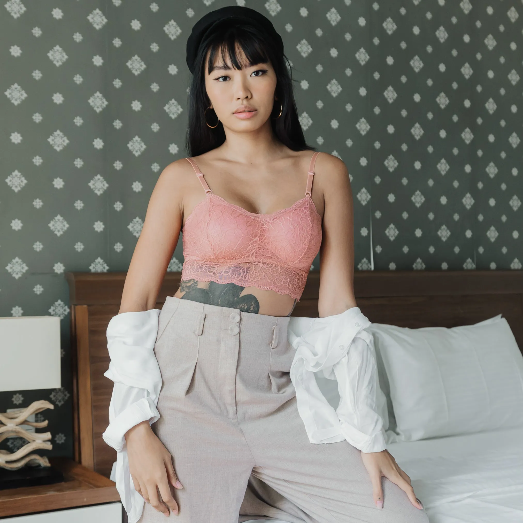 Essential Chic Sexy-Back Midi Bralette in Peach