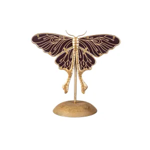 Evergreen Statuary,10" Glass Luna Moth Statue, Black,12x6x10.5 Inches