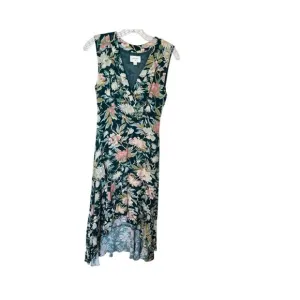 Everly Floral Faux Wrap Dress Sleeveless‎ V-Neck Summer Boho Chic Midi Size S