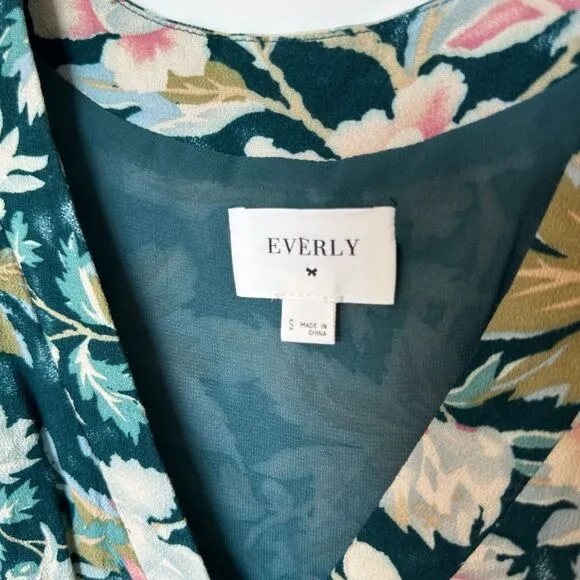 Everly Floral Faux Wrap Dress Sleeveless‎ V-Neck Summer Boho Chic Midi Size S
