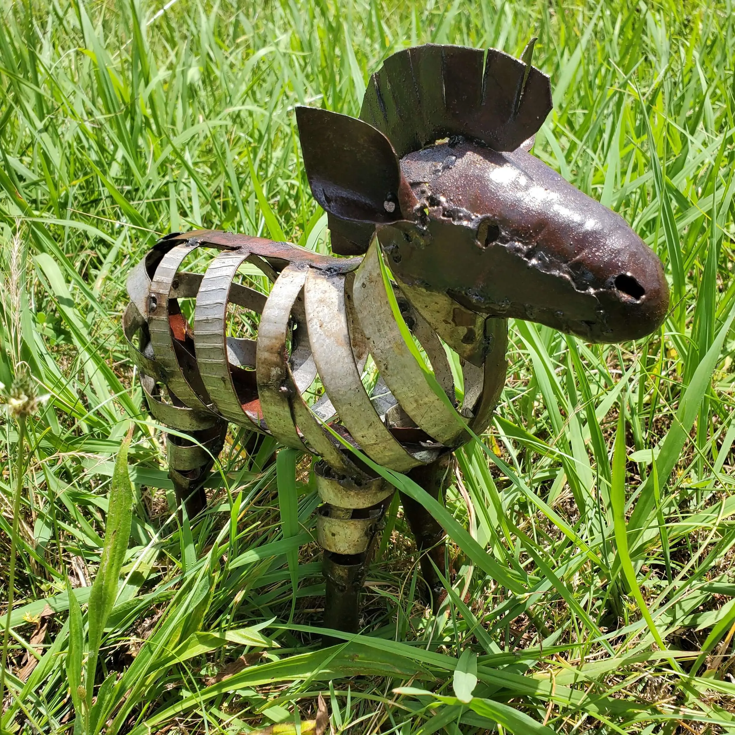 Fair Trade Recycled Metal Ribbon Zebra Sculpture Handcrafted in Zimbabwe, Africa
