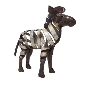 Fair Trade Recycled Metal Ribbon Zebra Sculpture Handcrafted in Zimbabwe, Africa