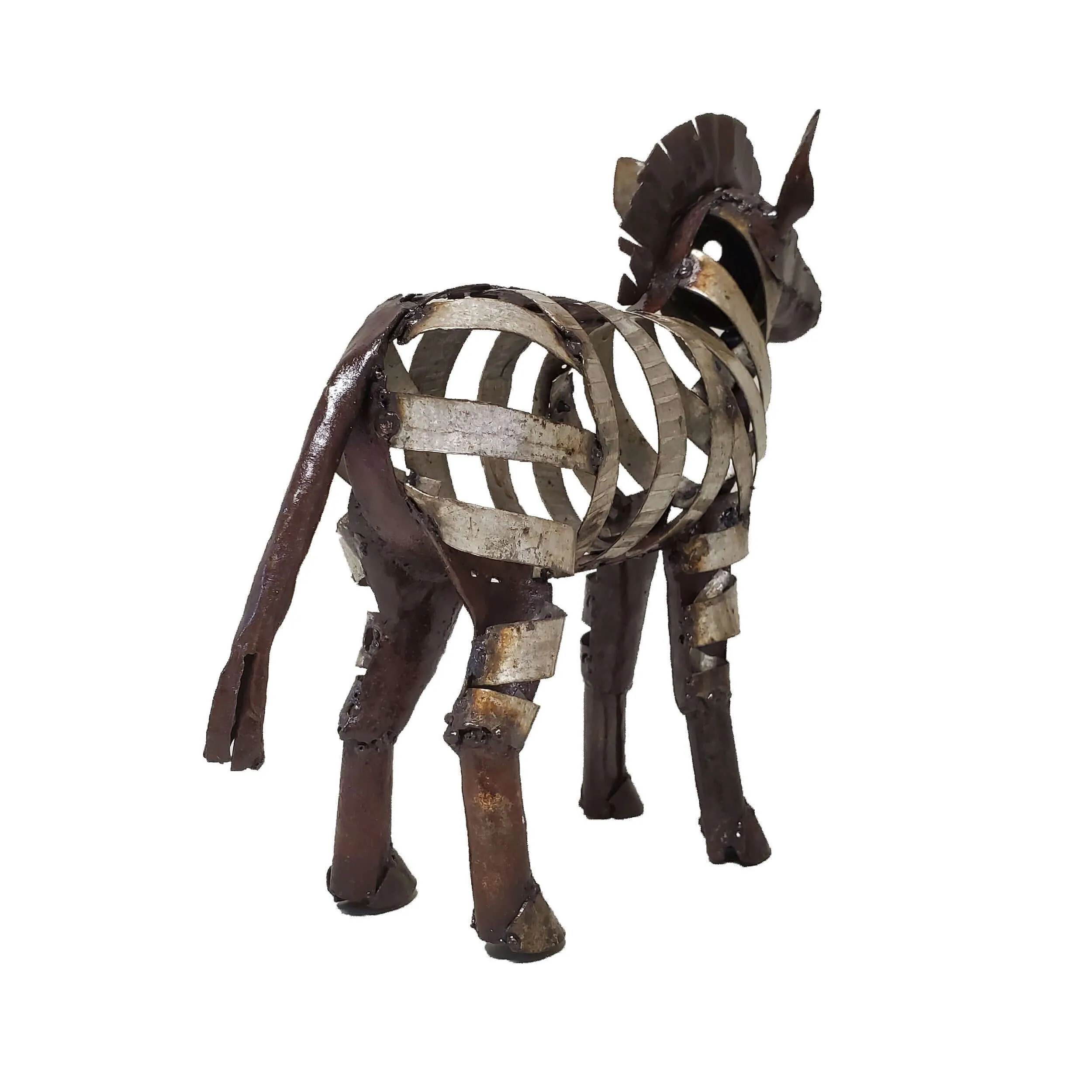 Fair Trade Recycled Metal Ribbon Zebra Sculpture Handcrafted in Zimbabwe, Africa