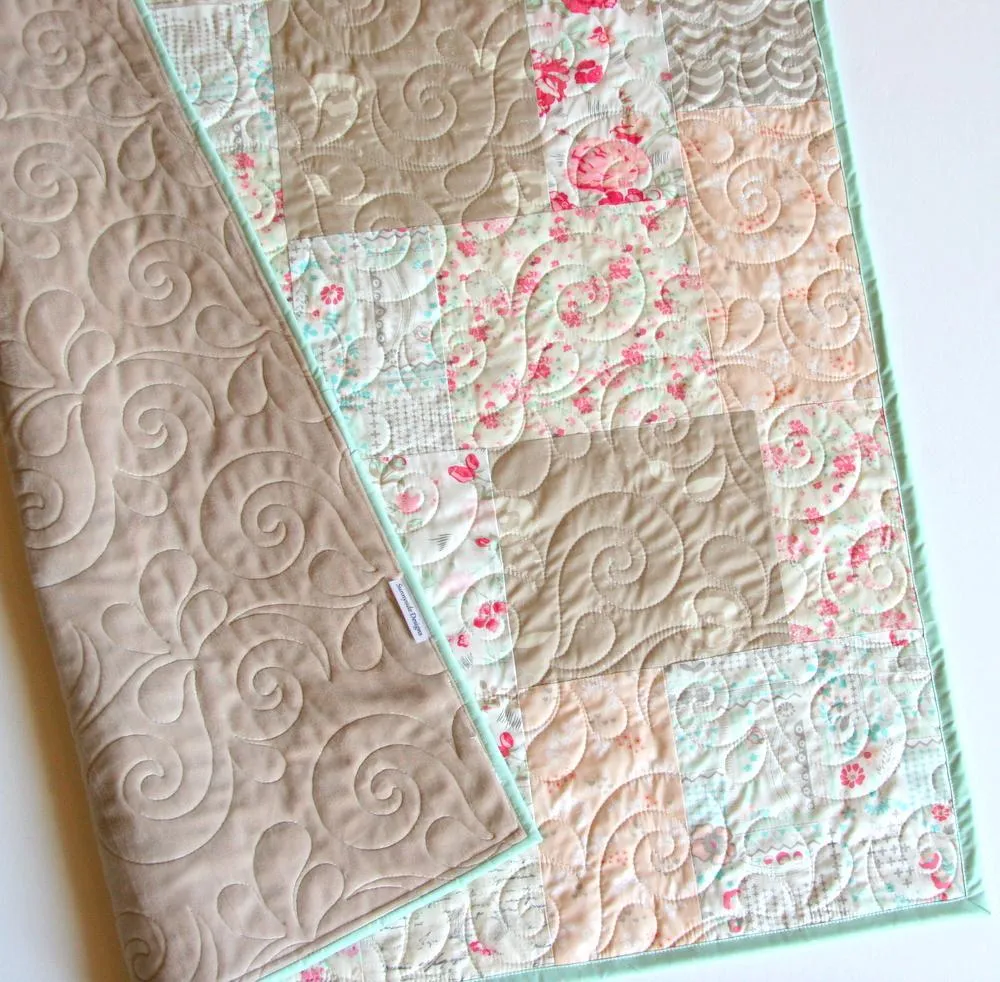Farmhouse Baby Quilt, Floral Minky Blanket, Flower Crib Bedding, Vintage Chic Roses
