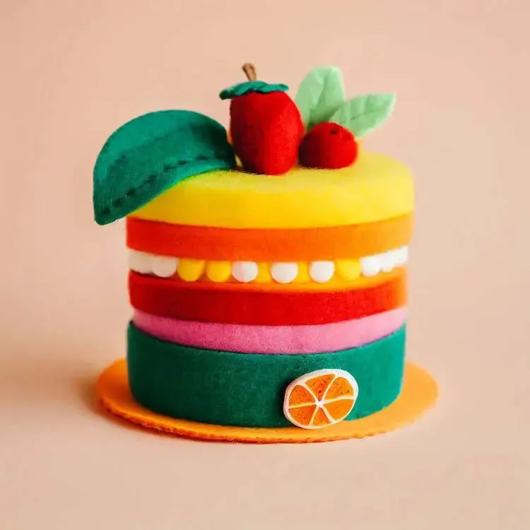 Felt Fruit Cake  Luxurious Centerpiece Decor