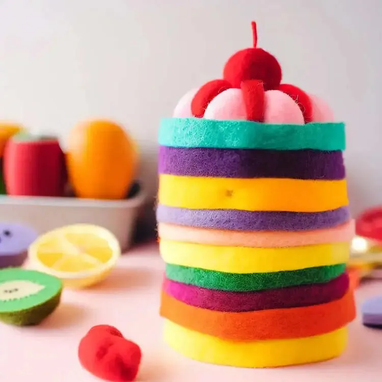 Felt Fruit Cake  Luxurious Centerpiece Decor