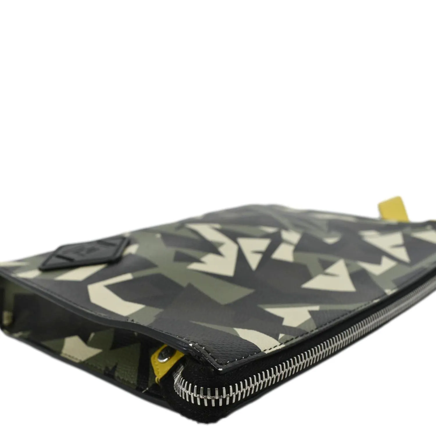 FENDI Leather Clutch Zip Pouch Black