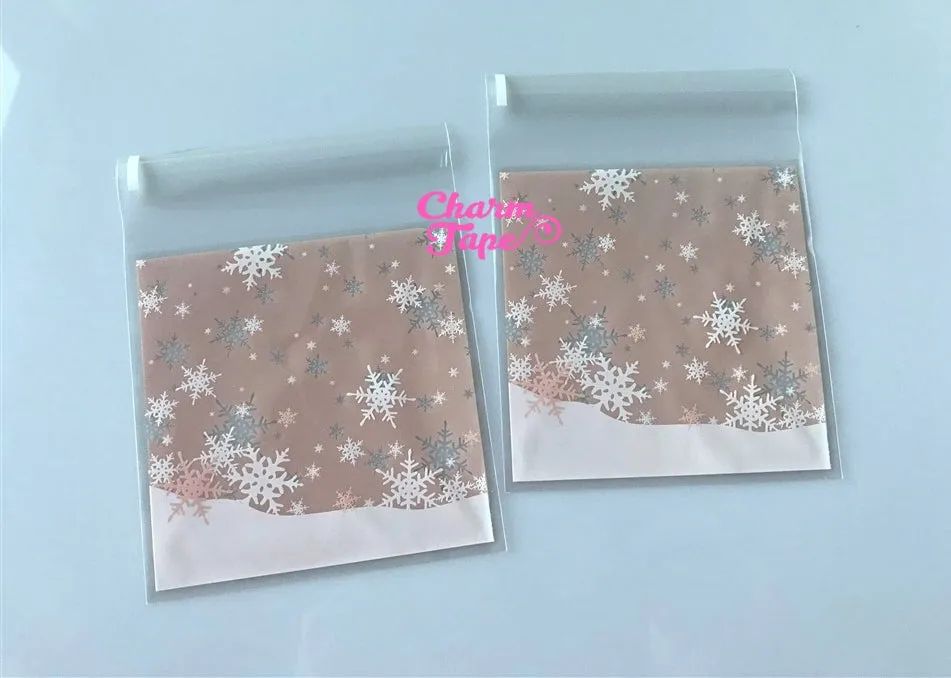 Festive Snowflake Gift Bags Cello Bags Self-adhesive Cookie bags - Favors Bags - Party bags 20/50/100 bags CB52