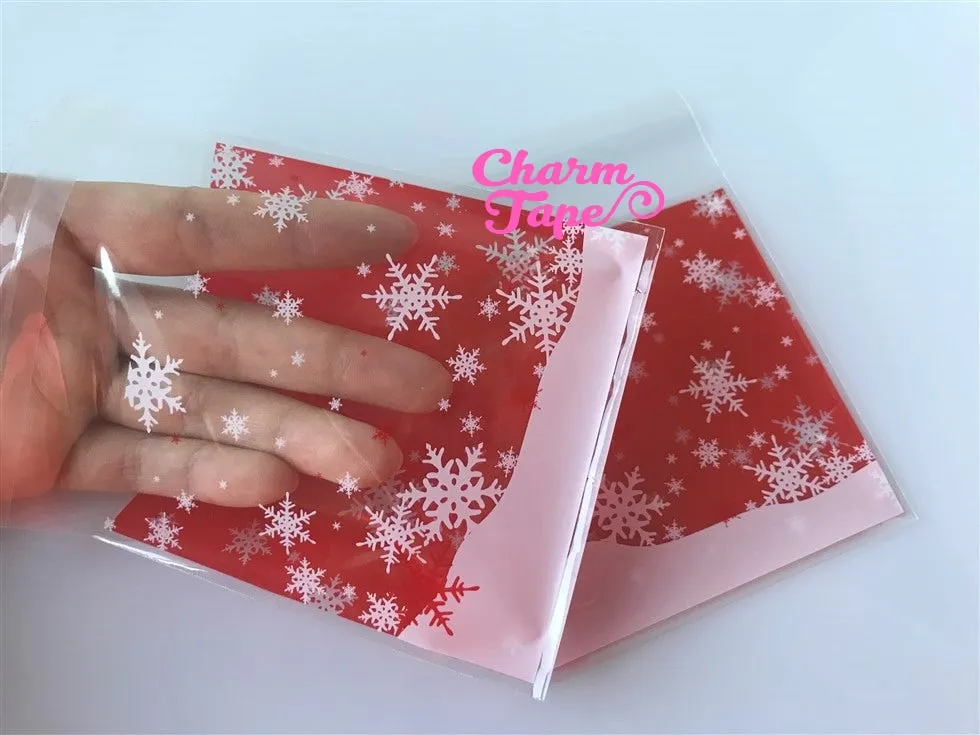 Festive Snowflake Gift Bags Cello Bags Self-adhesive Cookie bags - Favors Bags - Party bags 20/50/100 bags CB52