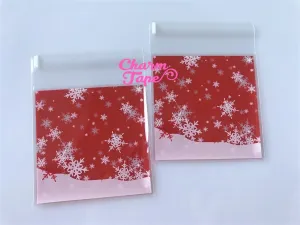 Festive Snowflake Gift Bags Cello Bags Self-adhesive Cookie bags - Favors Bags - Party bags 20/50/100 bags CB52