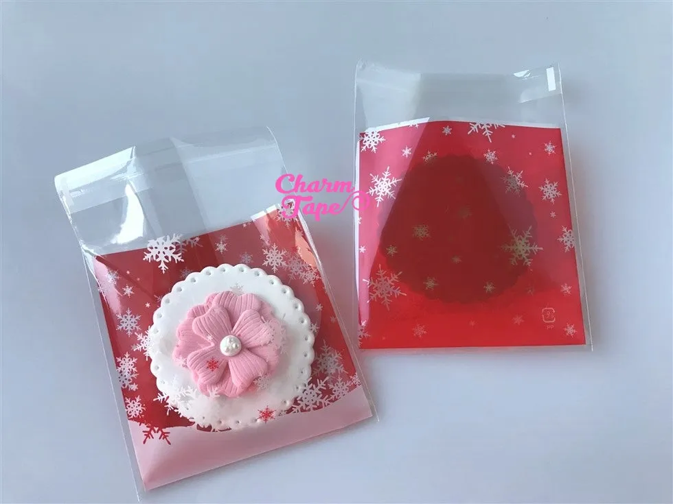 Festive Snowflake Gift Bags Cello Bags Self-adhesive Cookie bags - Favors Bags - Party bags 20/50/100 bags CB52