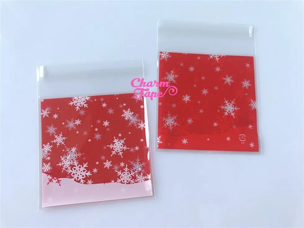 Festive Snowflake Gift Bags Cello Bags Self-adhesive Cookie bags - Favors Bags - Party bags 20/50/100 bags CB52