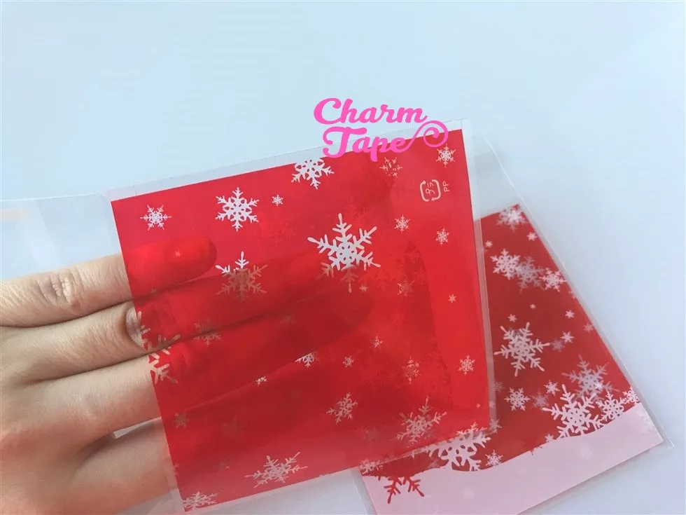 Festive Snowflake Gift Bags Cello Bags Self-adhesive Cookie bags - Favors Bags - Party bags 20/50/100 bags CB52