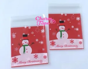 Festive Snowman Gift Bags Cello Bags Self-adhesive Cookie bags - Favors Bags - Party bags 20/50/100 bags CB58